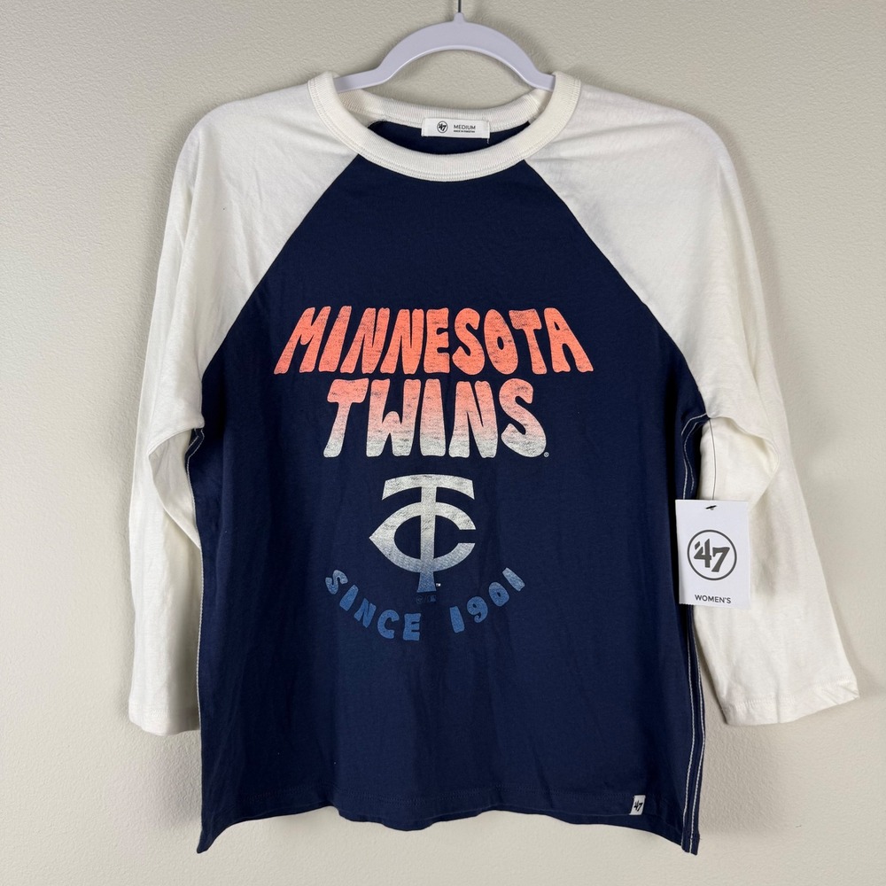NWT 47 Brand Womens‎ Medium Minnesota Twins Baseball MLB Raglan Shirt - Picture 2 of 9